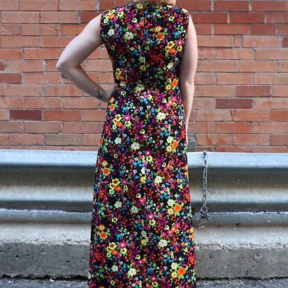 Vintage 70s day glo floral maxi - Picture 4 of 6